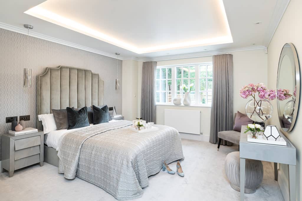 Wimbledon Interior Design project for a Guest Bedroom with Cove Lights On
