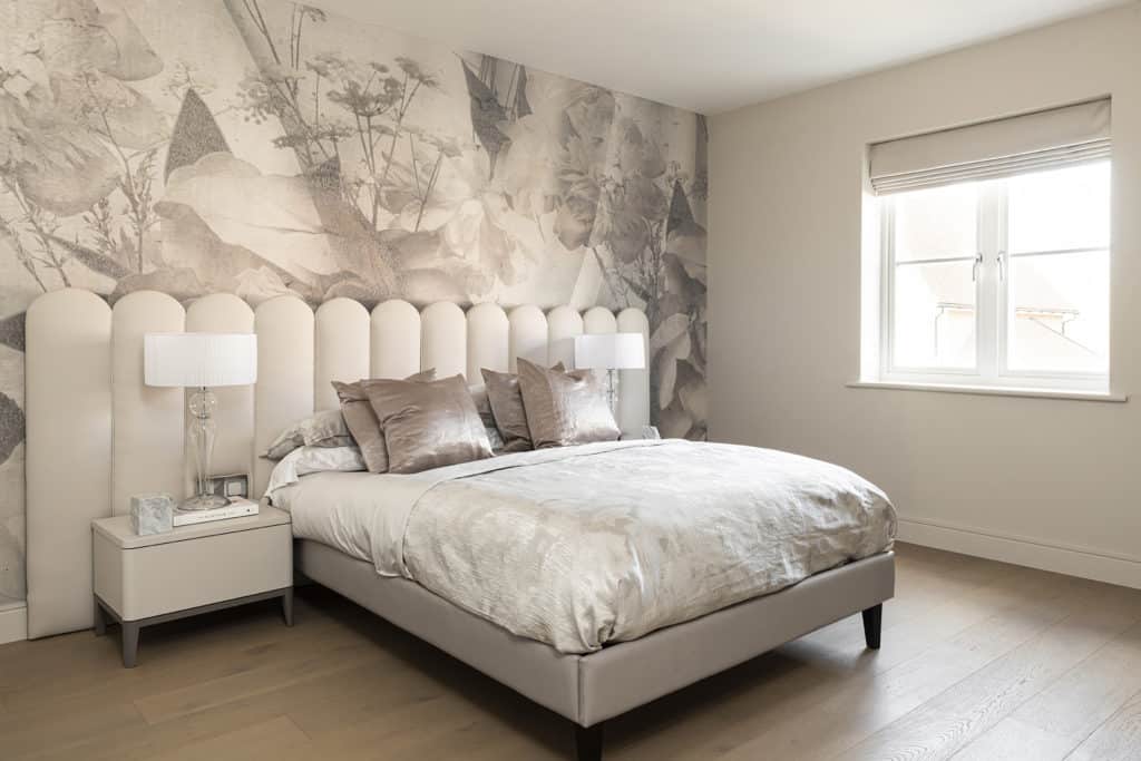Bedroom wall paper used in an interior design project in Chigwell Grange