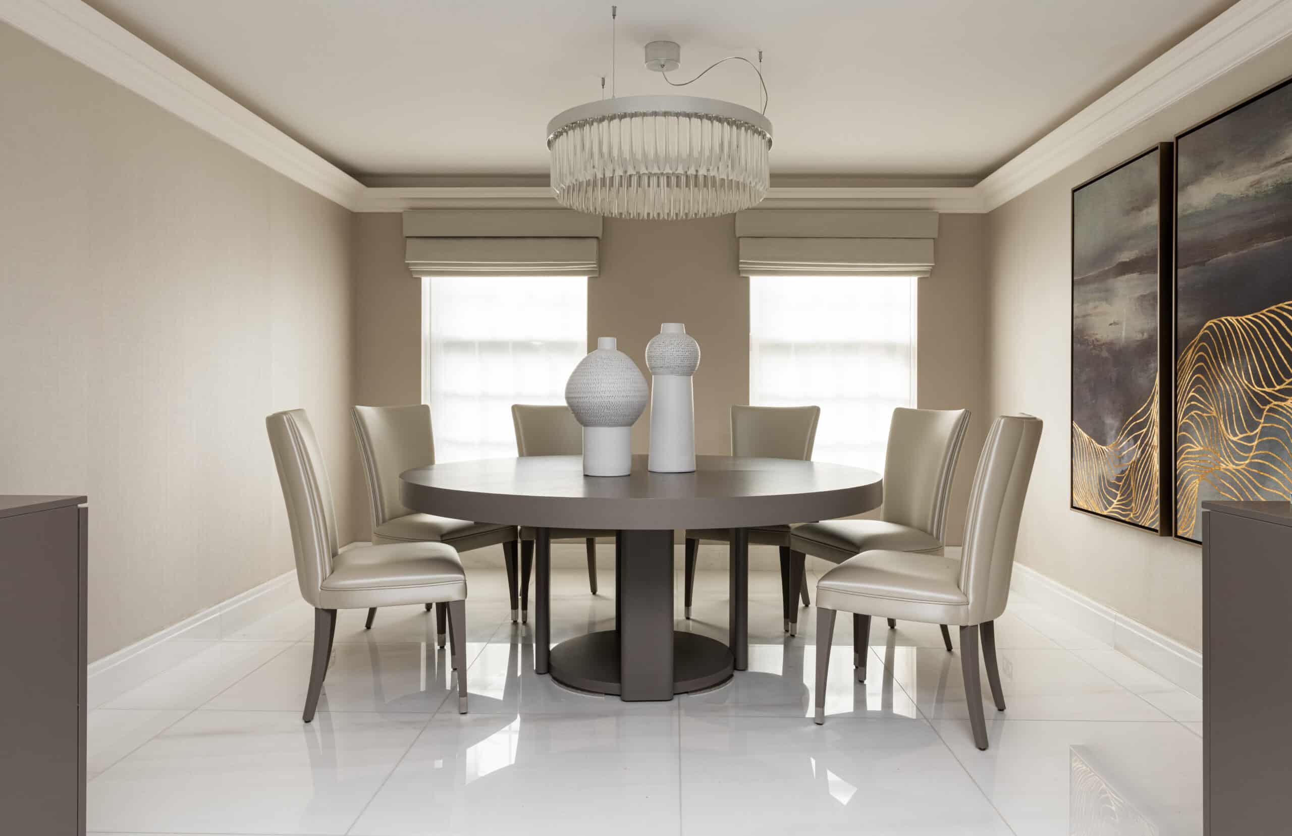 Our Interior Designer in Chelmsford Selected a Circular Hardwood Table for a Dining Room